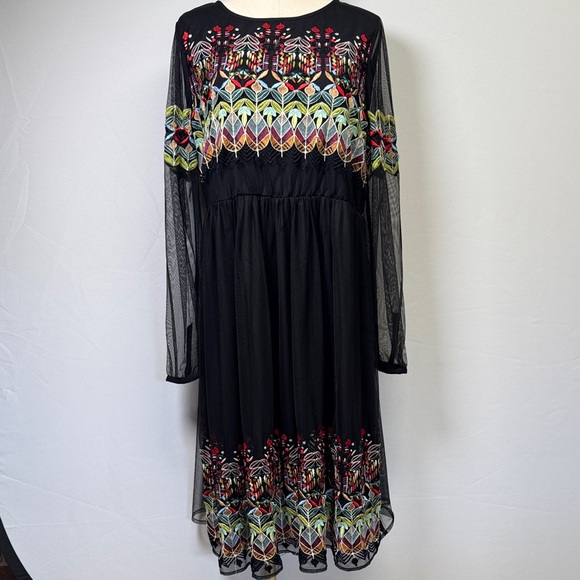 ASOS Dresses & Skirts - ASOS Embroidered Black Mesh Tulle Dress Size 14